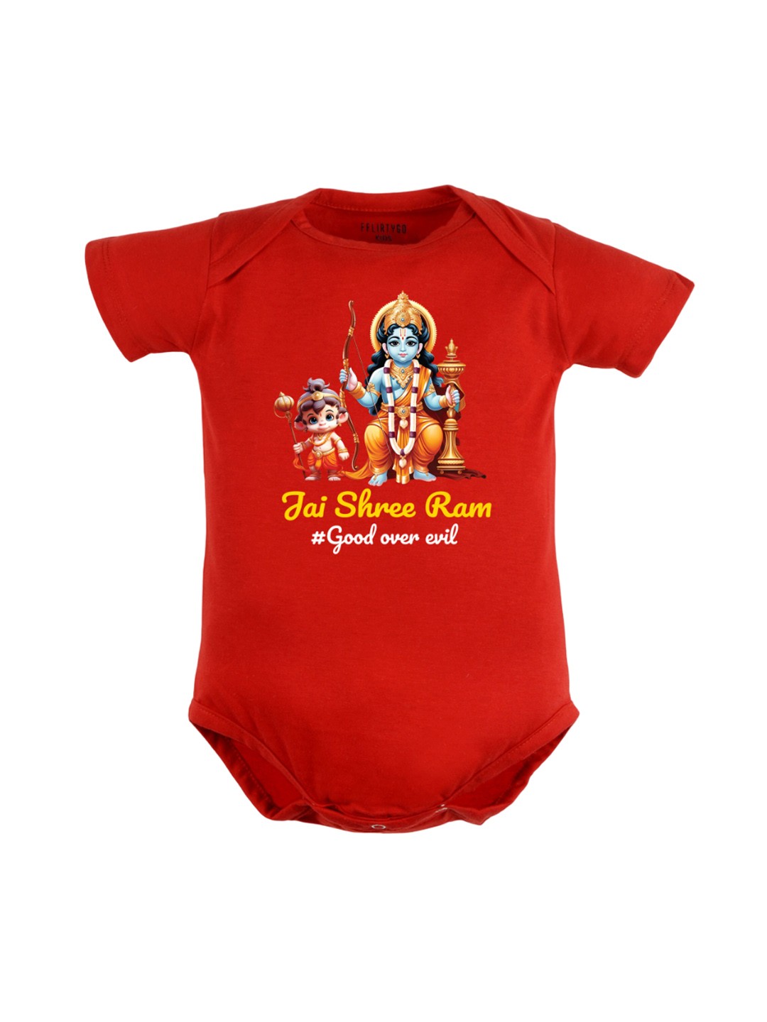 

FFLIRTYGO Infants Dussehra Printed Pure Cotton Bodysuit, Red