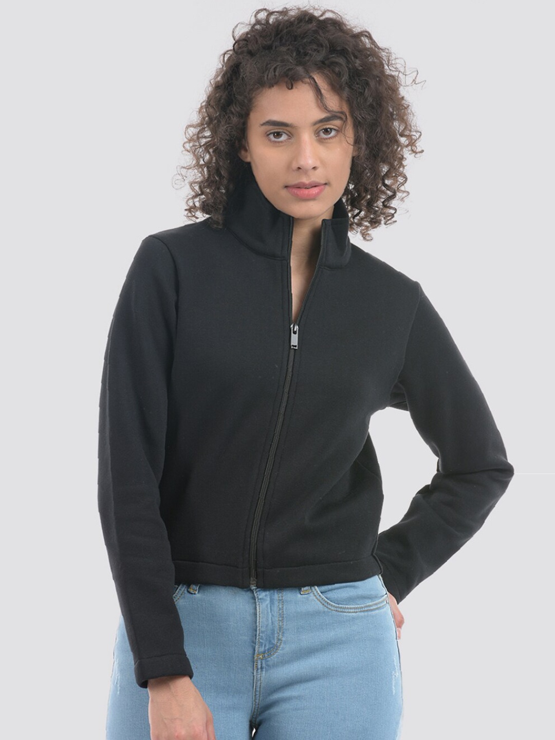 

ONEWAY Women Solid Cropped Jacket, Black