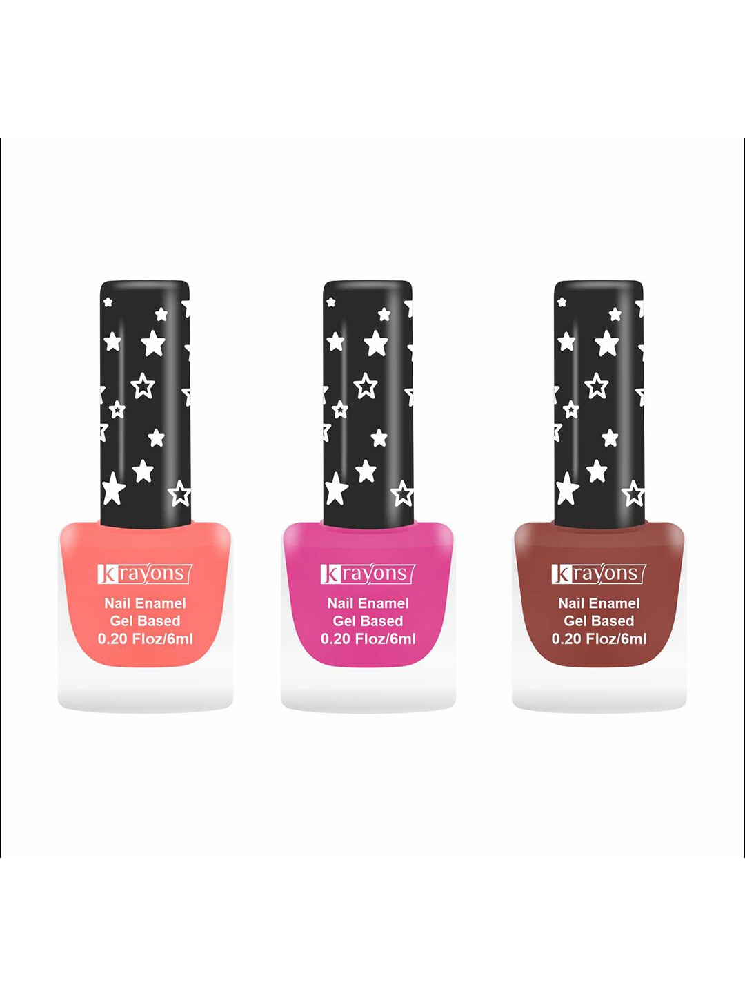 

krayons Set Of 3 Cute Super Matte Finish Nail Enamel - 6ml Each - 01-04-18, Peach