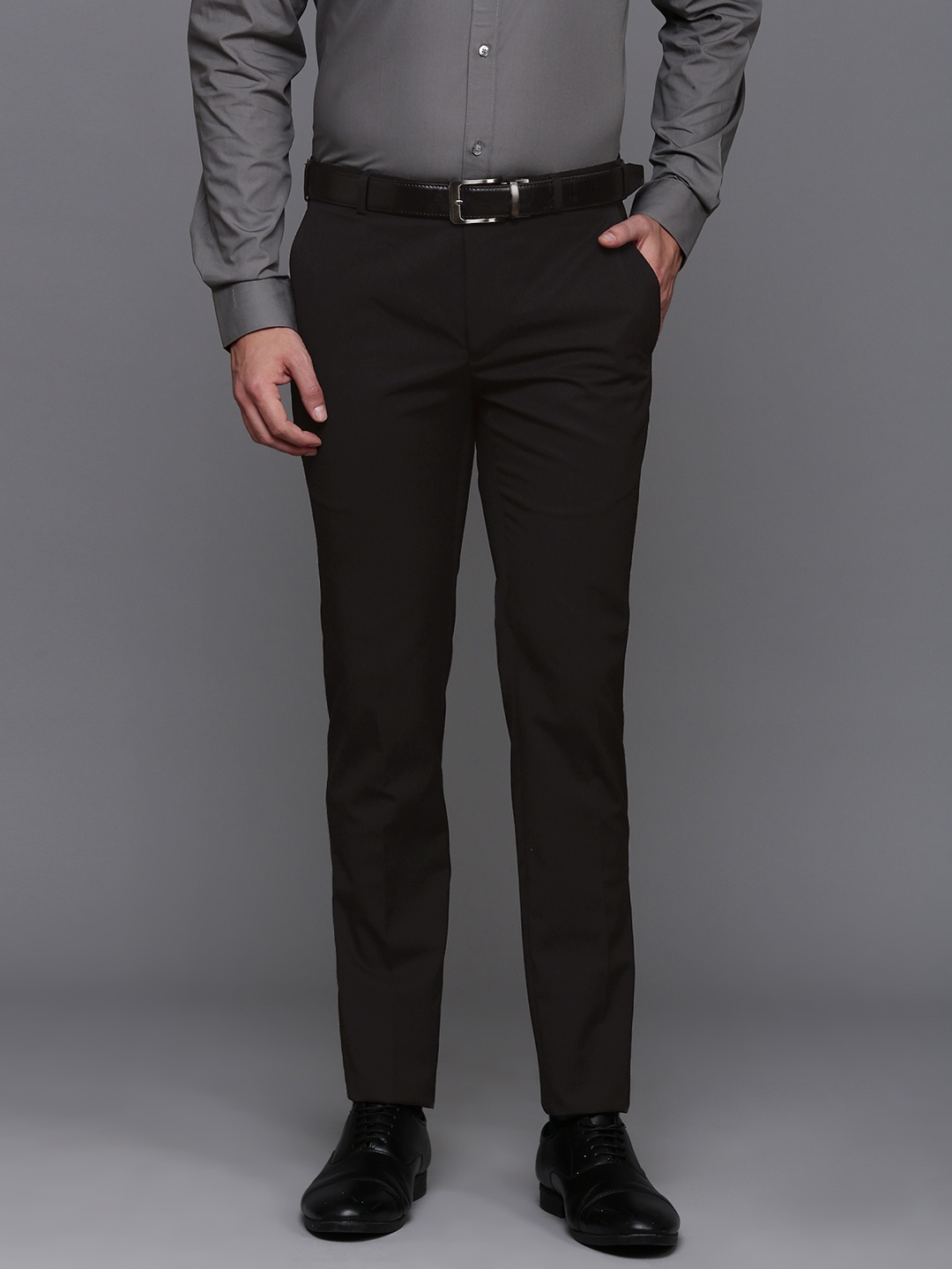 

Raymond Men Slim Fit Formal Trousers, Black