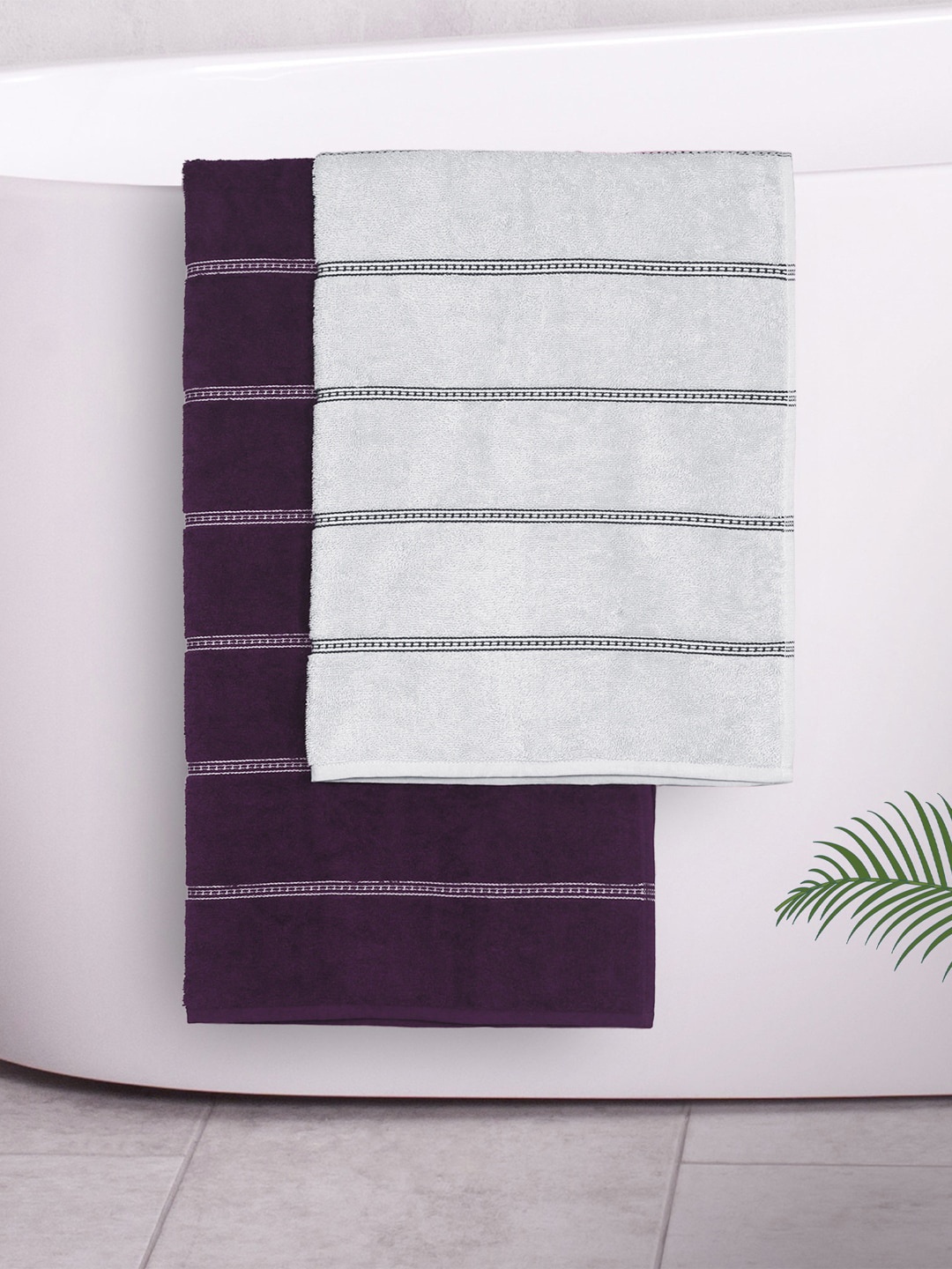 

MYTRIDENT Pack of 2 Cotton Towel Set, Purple