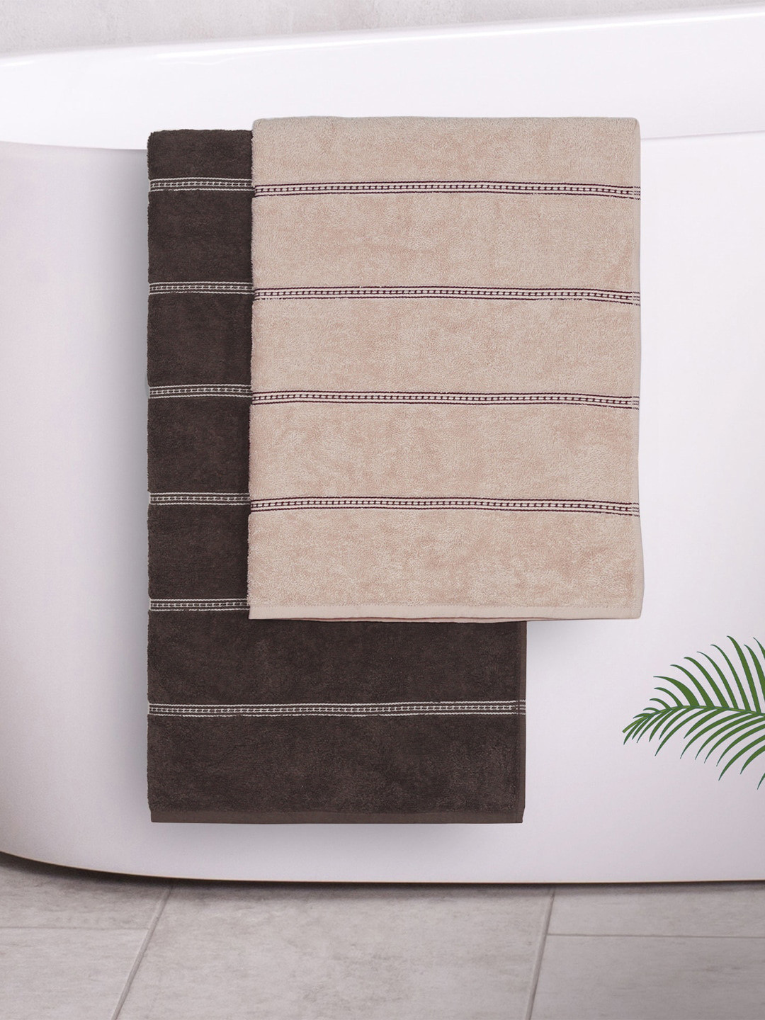 

MYTRIDENT Pack of 2 Cotton Towel Set, Beige