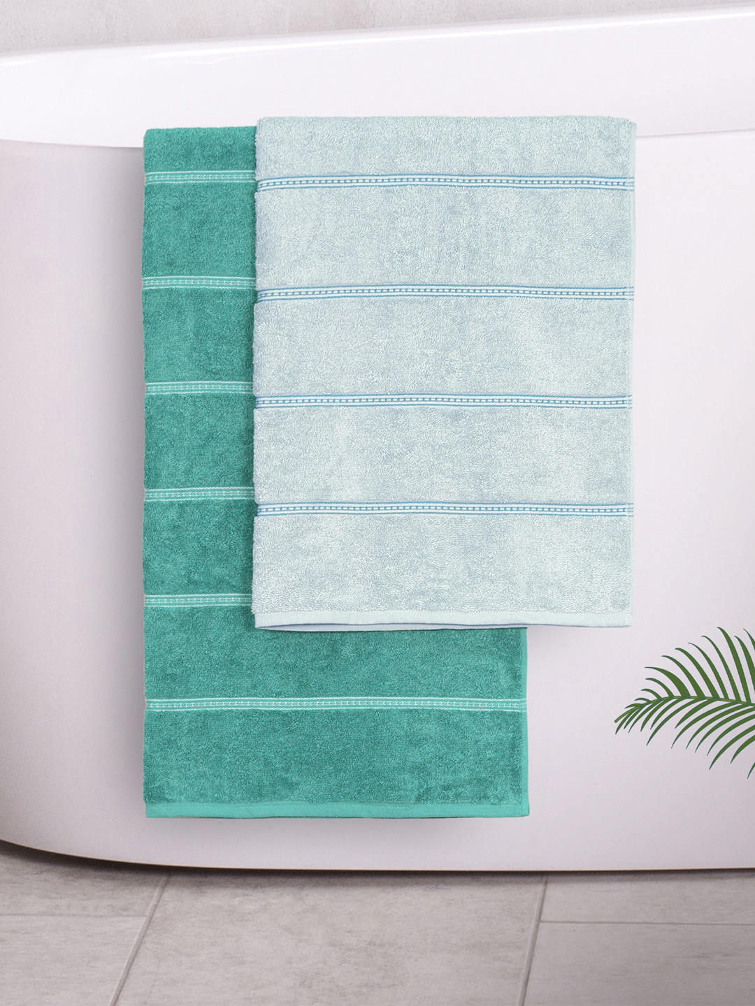 

MYTRIDENT Pack of 2 Cotton Towel Set, Lime green