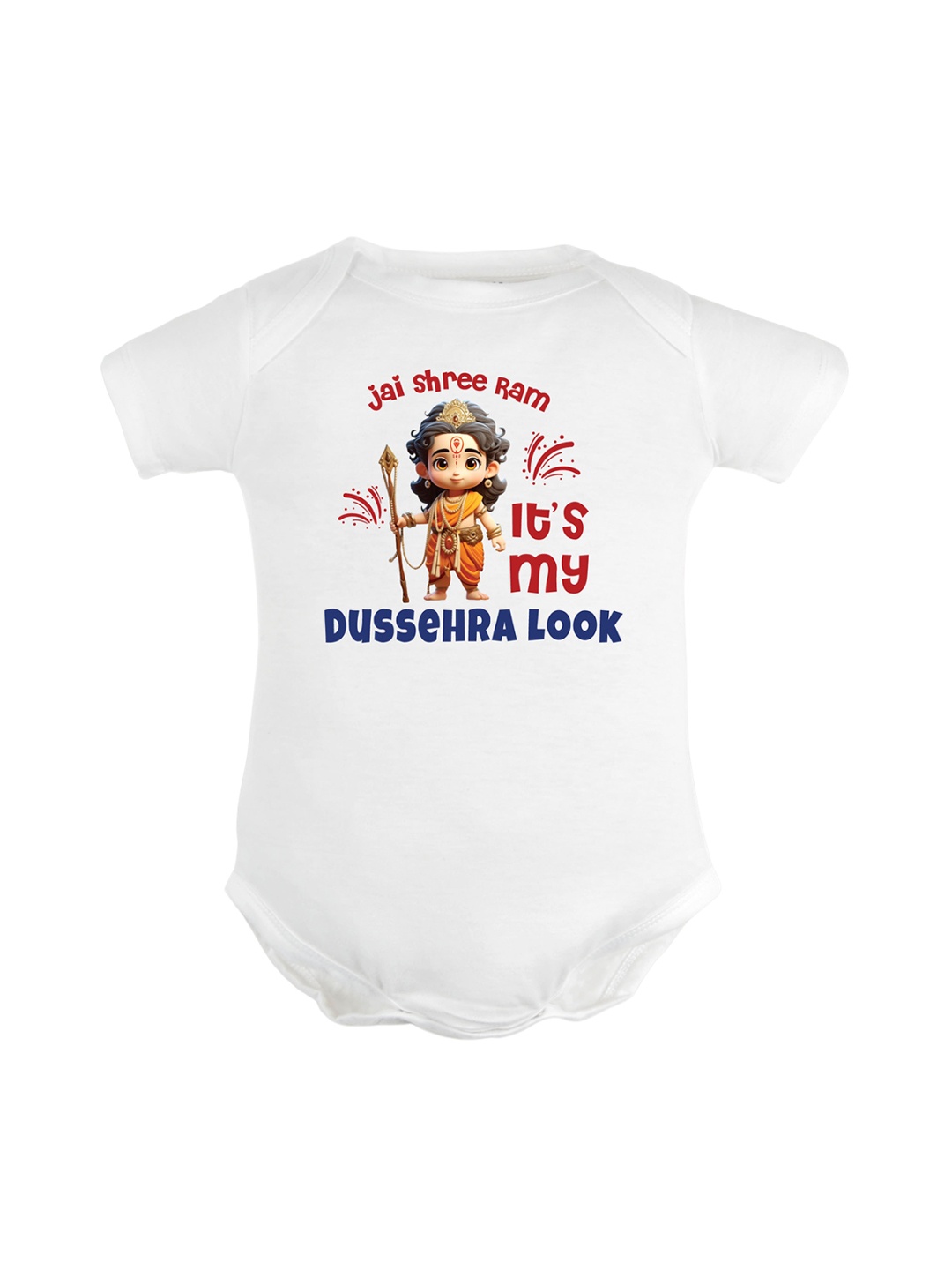 

FFLIRTYGO Infants Dussehra Printed Pure Cotton Special Bodysuit, White