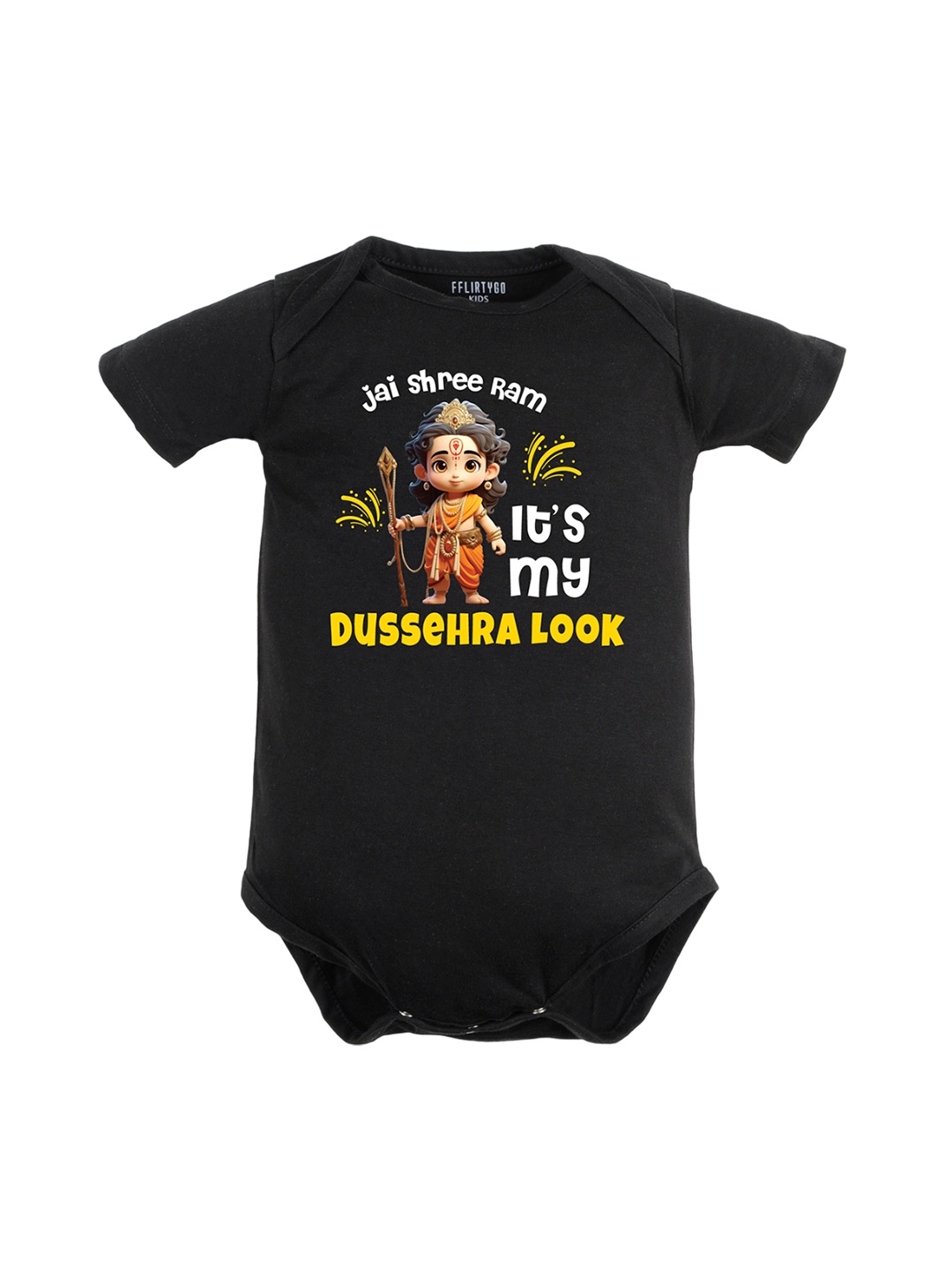 

FFLIRTYGO Infant Graphic Printed Pure Cotton Bodysuit, Black