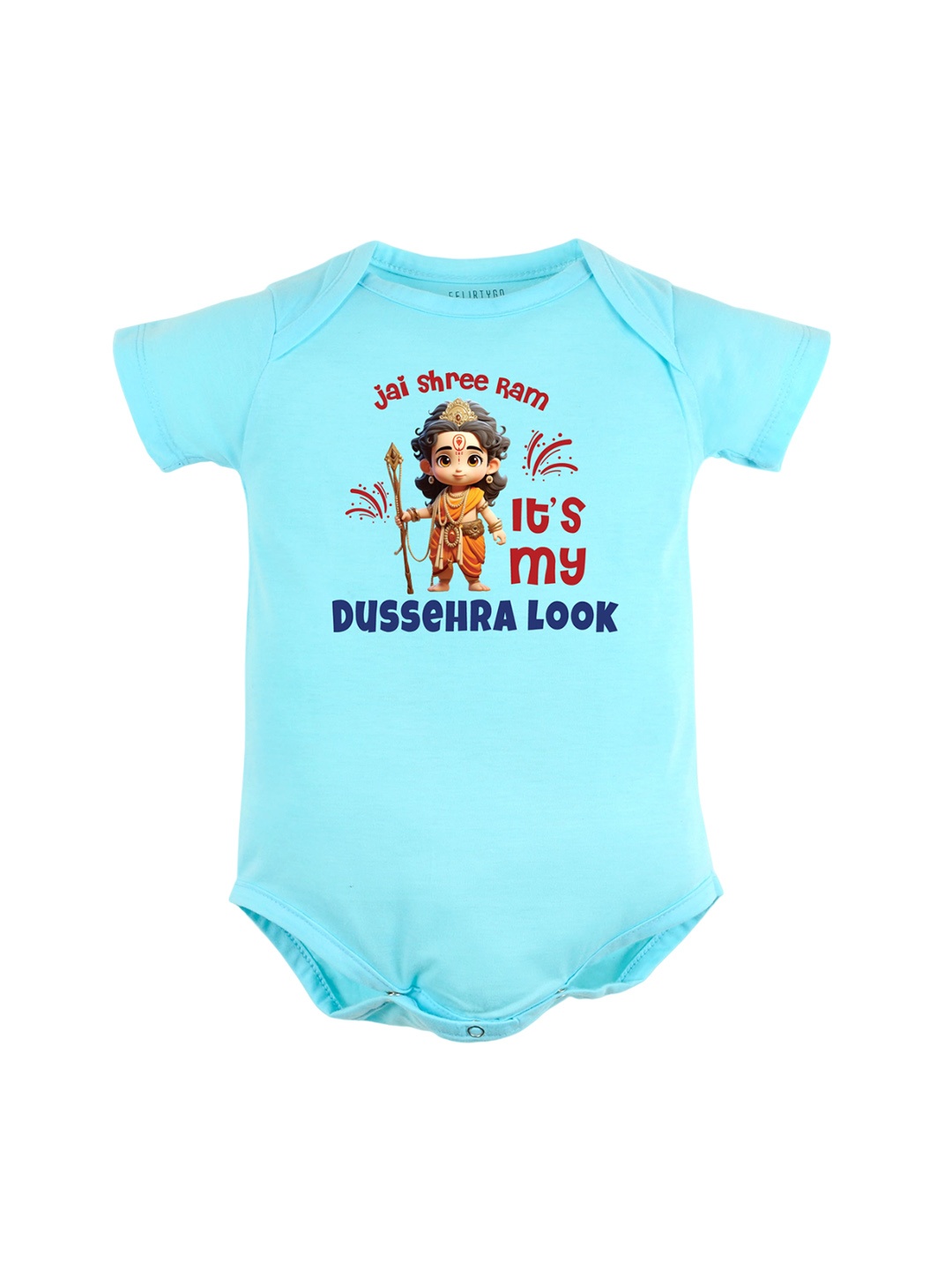 

FFLIRTYGO Infant Graphic Printed Pure Cotton Bodysuit, Turquoise blue