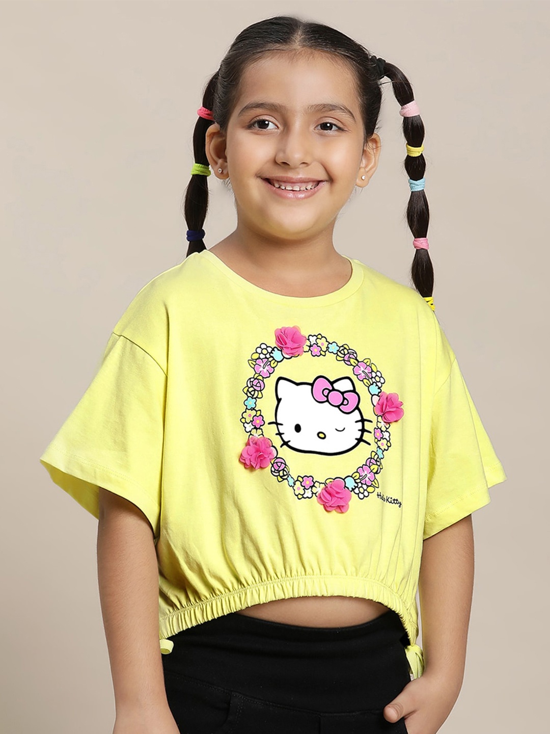 

Kids Ville Hello Kitty Girls Printed Pure Cotton T-Shirt, Yellow