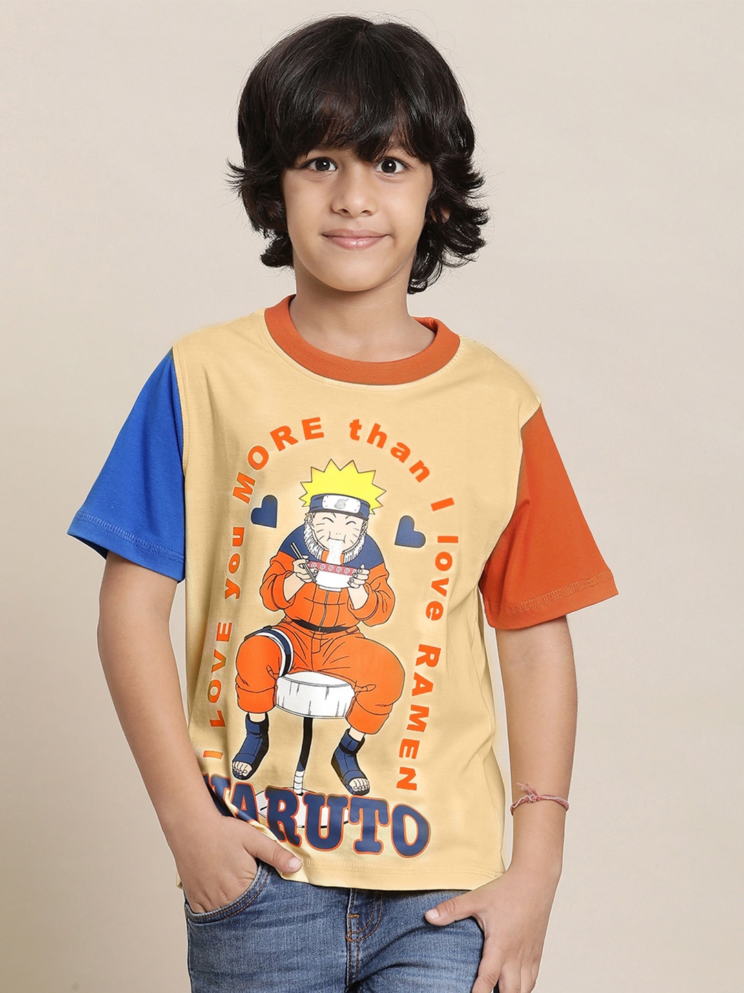 

Kids Ville Naruto Boys Printed Pure Cotton T-Shirt, Beige