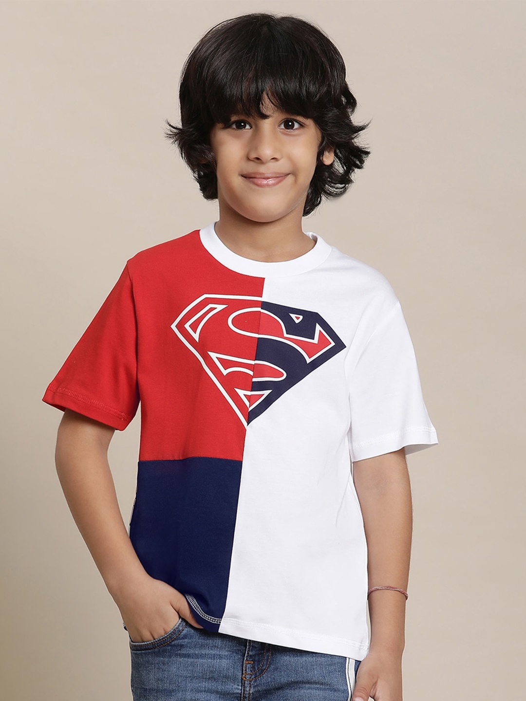 

Kids Ville Superman Boys Printed Pure Cotton T-Shirt, White