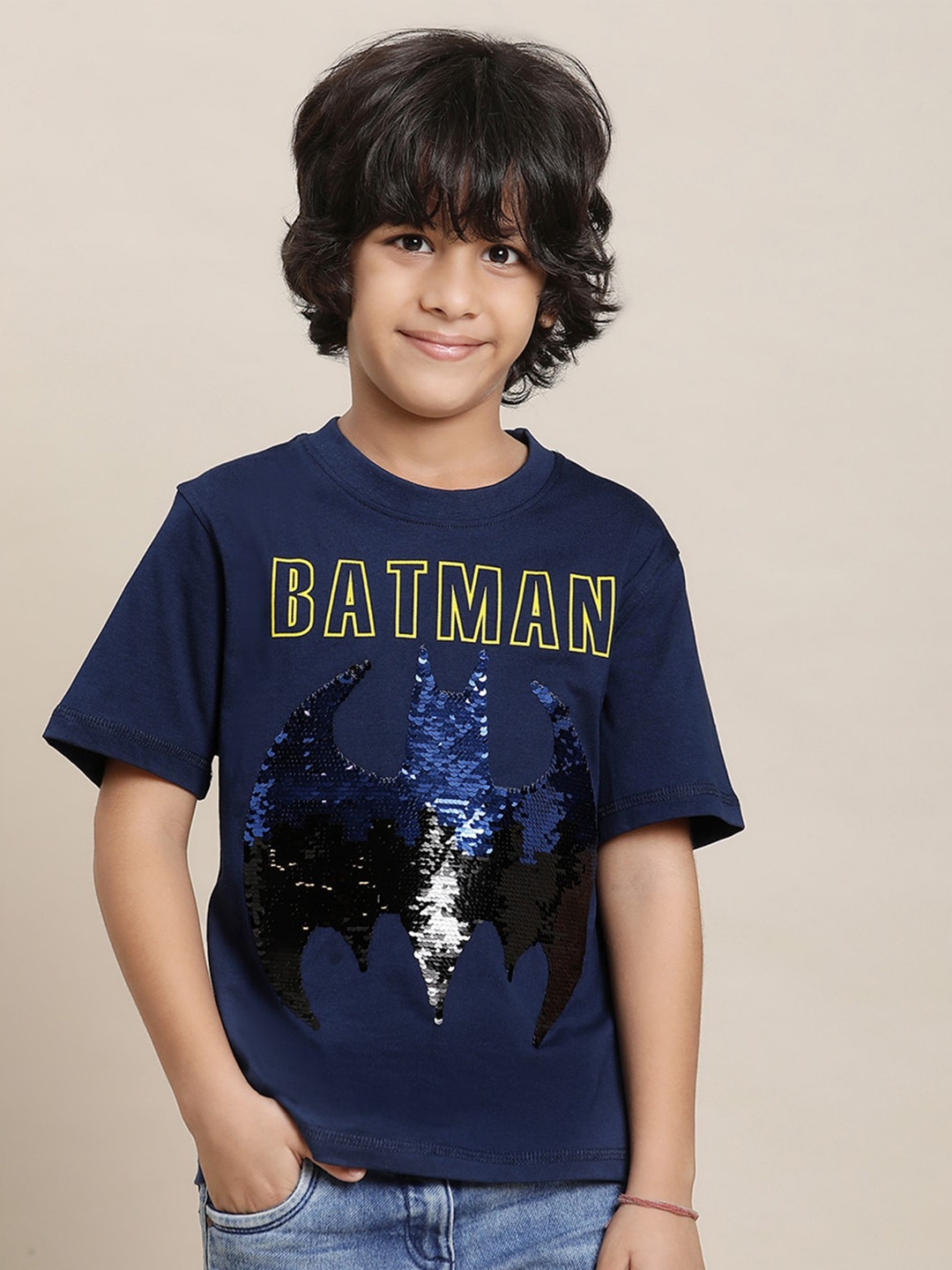 

Kids Ville Batman Boys Printed Pure Cotton T-Shirt, Navy blue