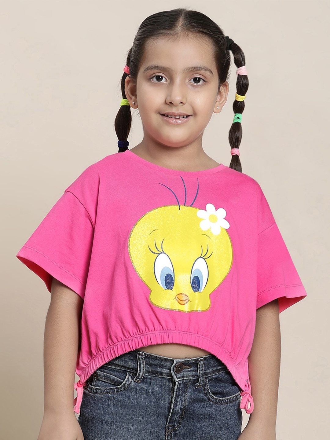 

Kids Ville Looney Tunes Girls Printed Pure Cotton T-Shirt, Pink