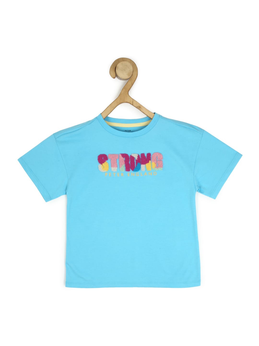 

Peter England Girls Typography Printed Round Neck T-shirt, Blue
