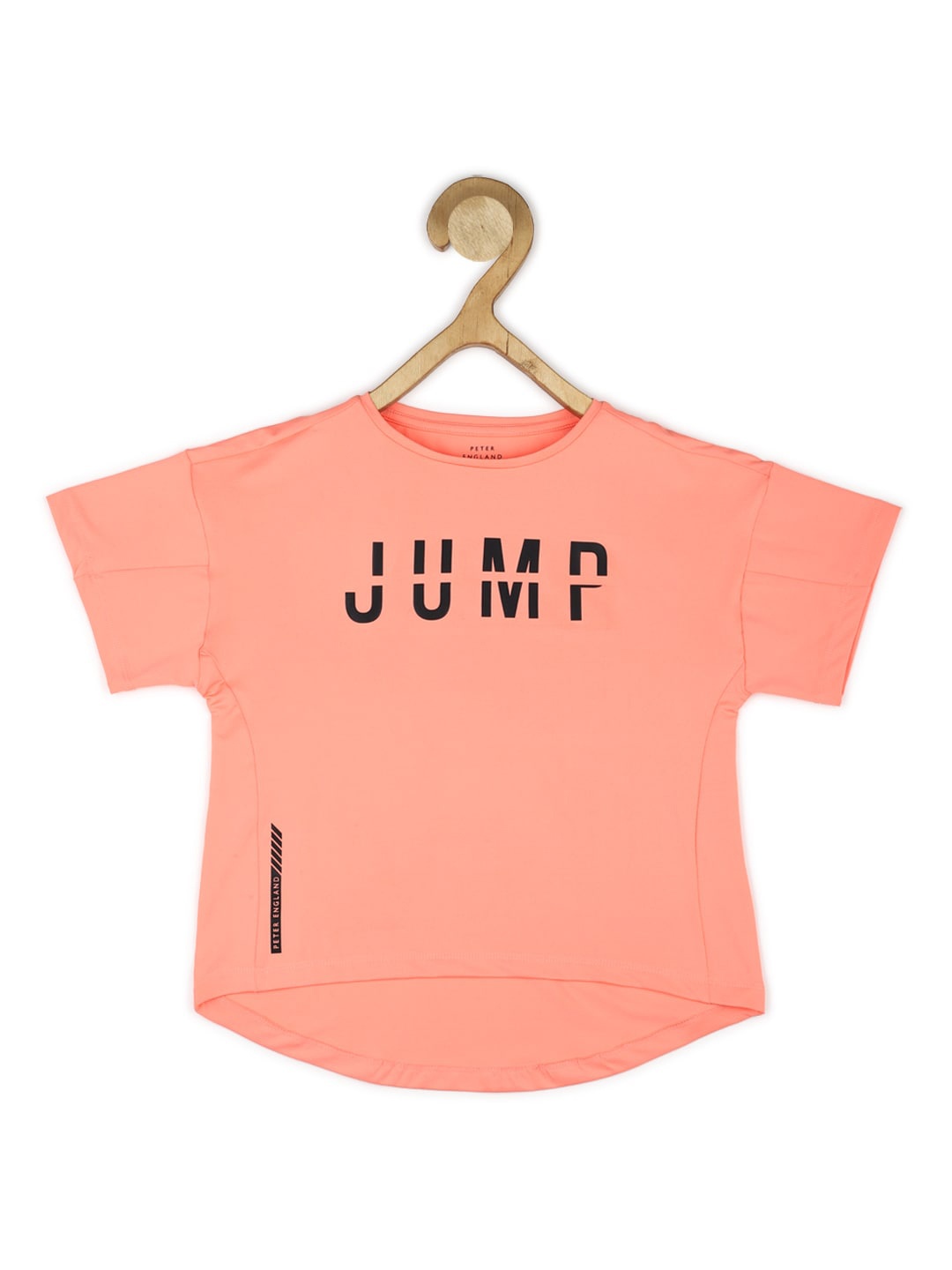 

Peter England Girls Typography Printed Round Neck T-shirt, Peach