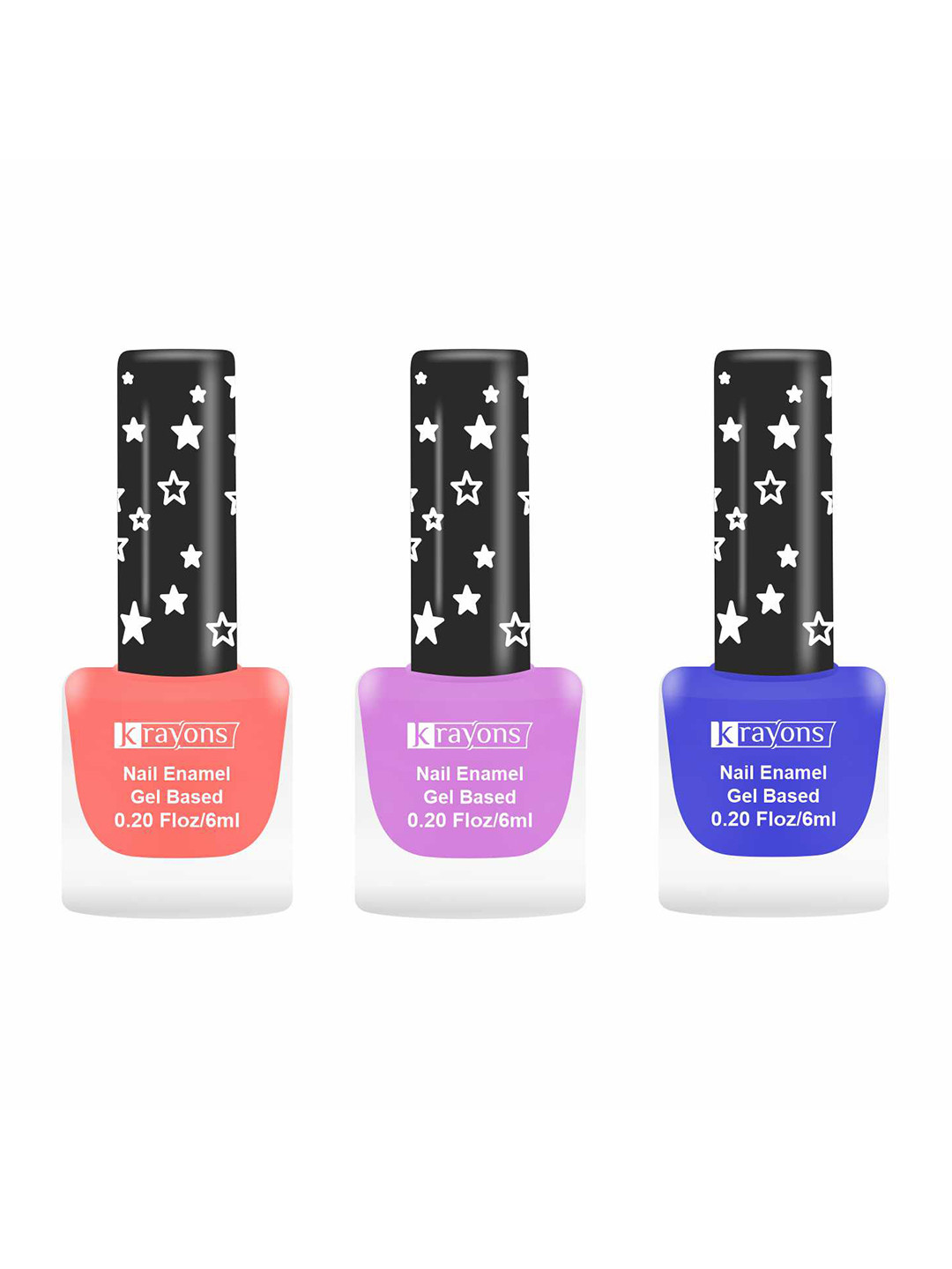 

krayons Set of 3 Gel Based Quick Dry Nail Enamel 6ml Each - Shade 01, 02, 12, Orange