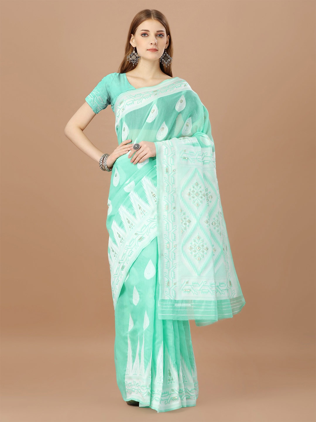 

MAGMINA Woven Design Banarasi Saree, Blue