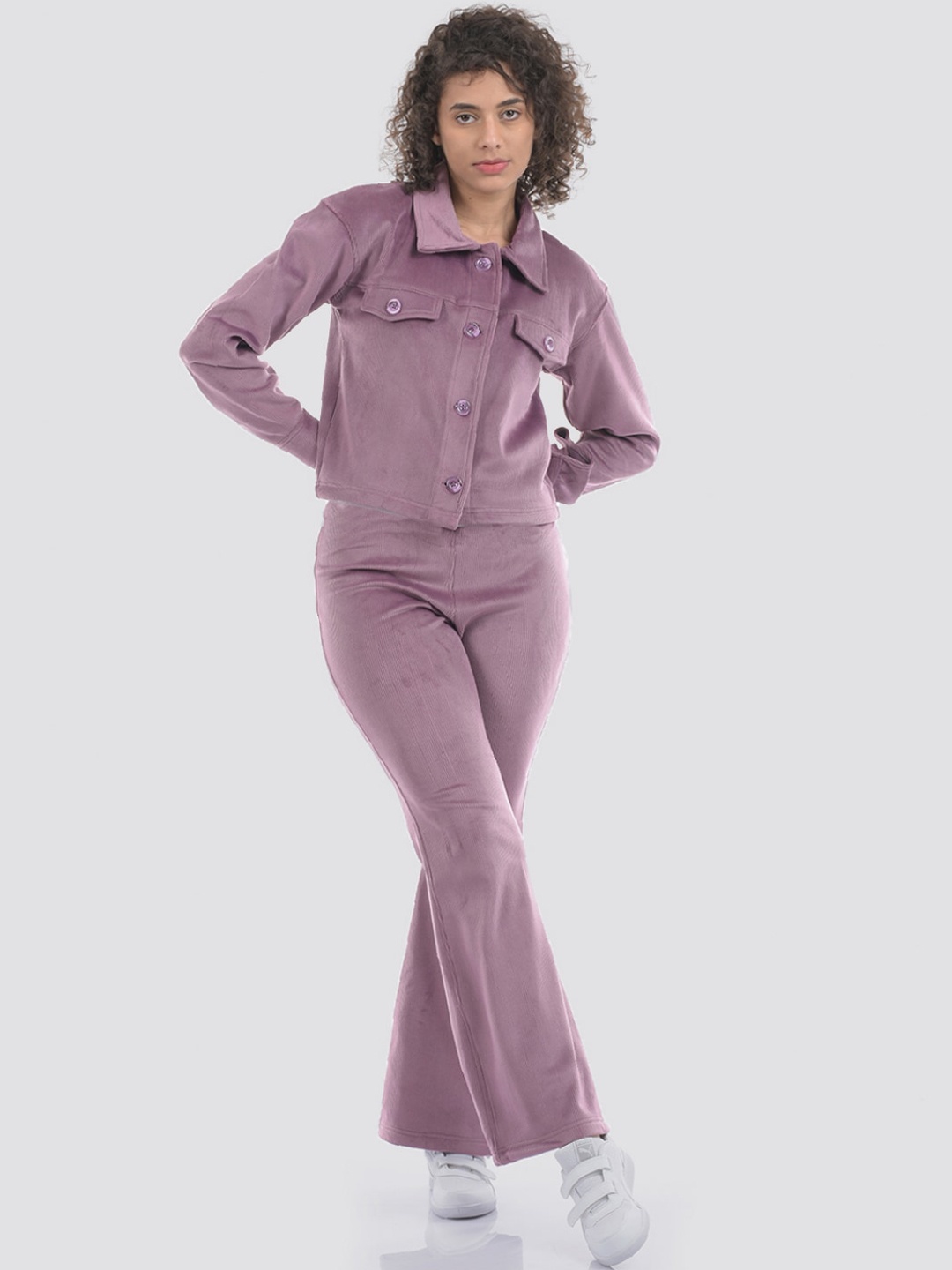 

ONEWAY Women Corduroy Jacket with Trousers Set, Mauve