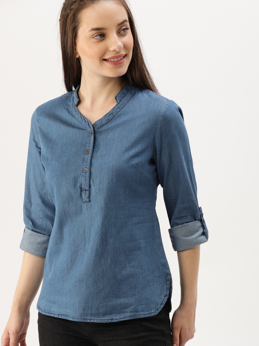 

DressBerry Women Blue Regular Fit Solid Casual Shirt