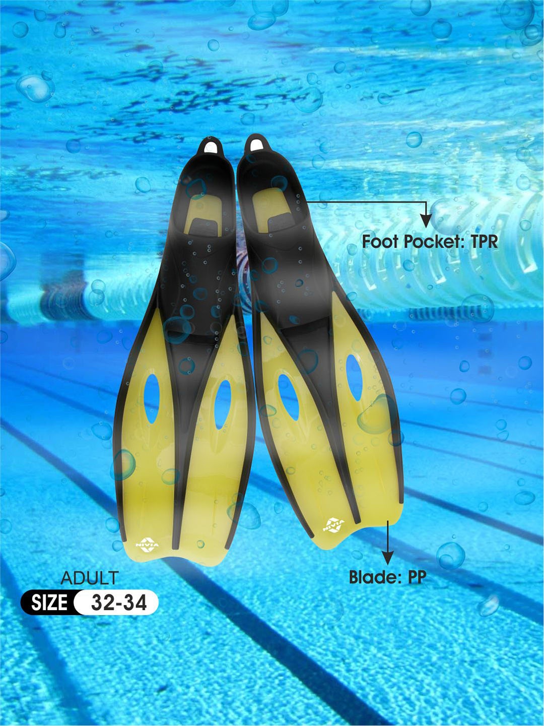 

NIVIA Unisex Swimming Training Fins, Yellow