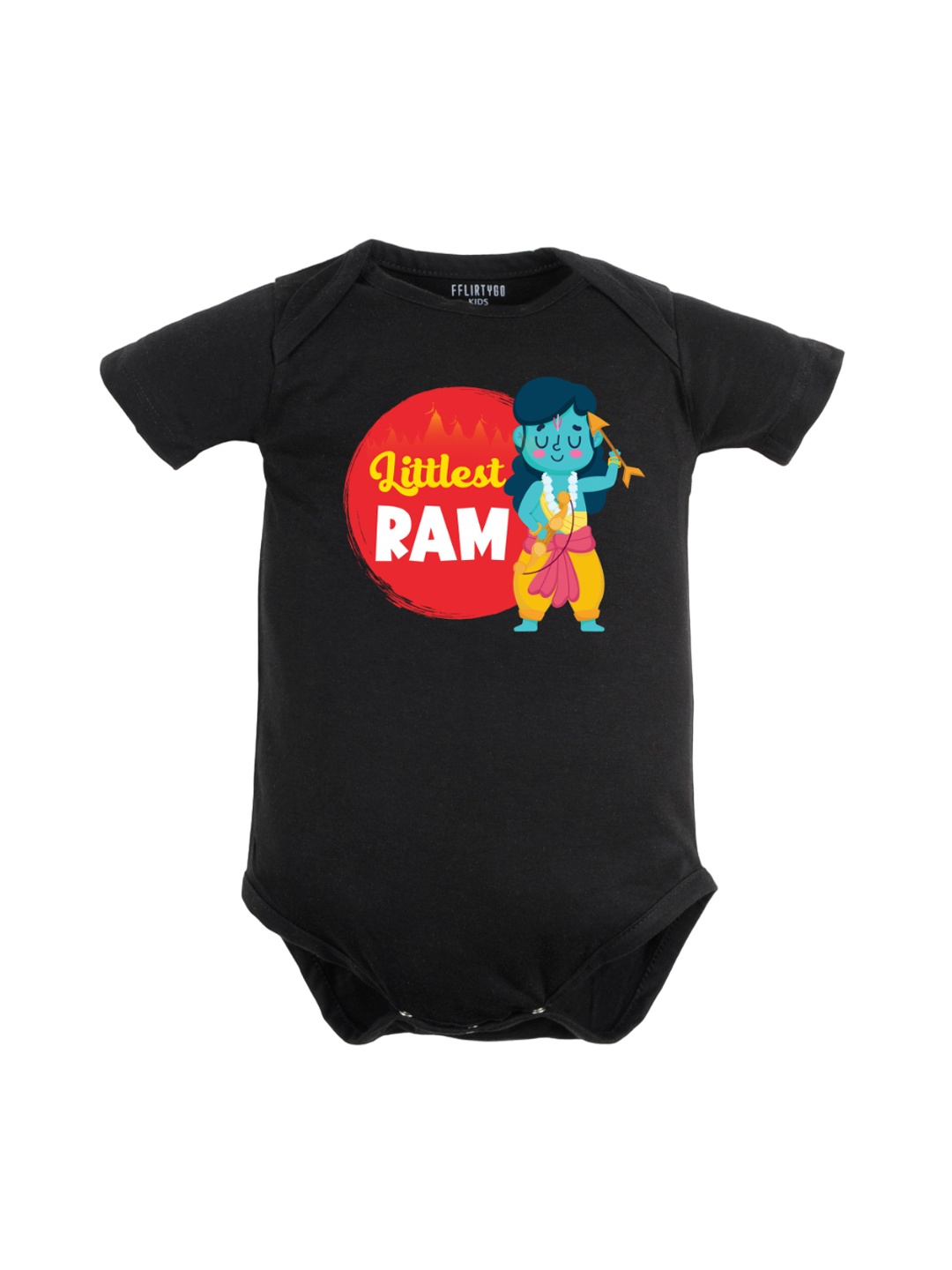 

FFLIRTYGO Infants Printed Pure Cotton Bodysuit, Black