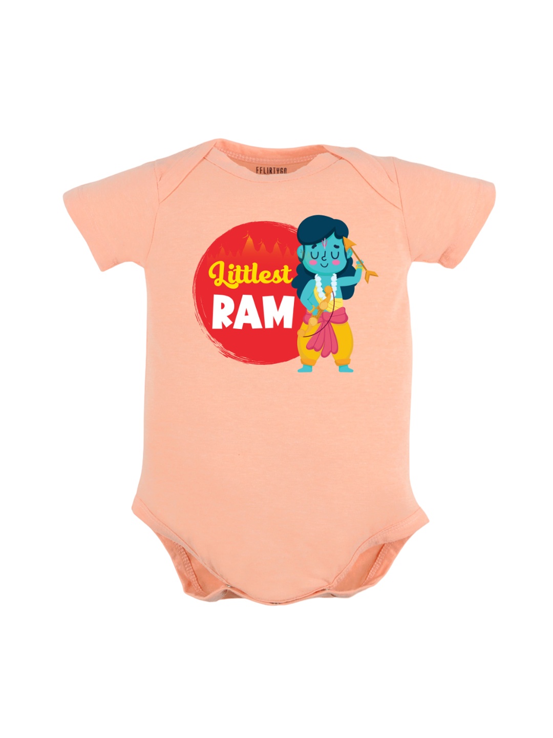 

FFLIRTYGO Infant Printed Pure Cotton Dussehra Bodysuit, Peach