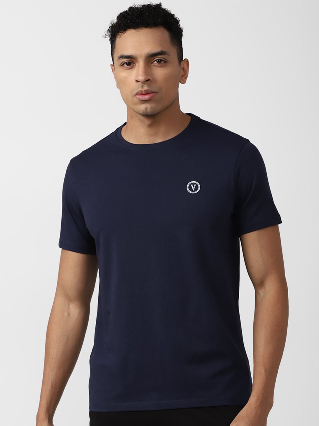 

Van Heusen Flex Slim Fit Round Neck Casual Knitted T-shirt, Navy blue