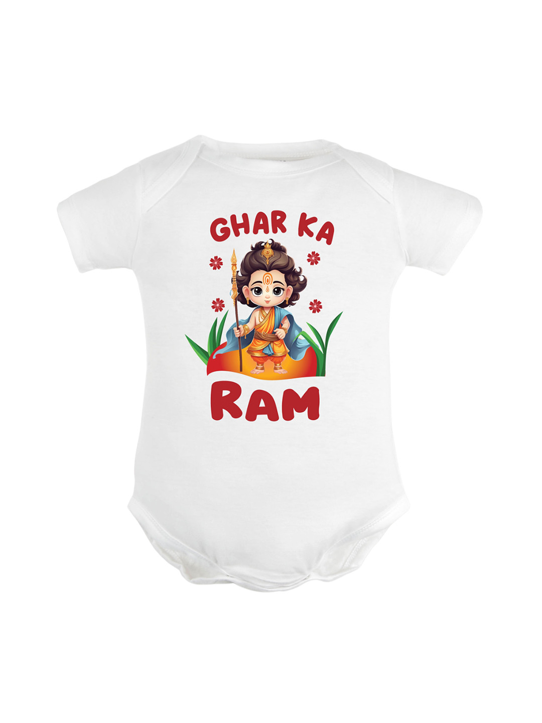 

FFLIRTYGO Infant Printed Pure Cotton Dussehra Bodysuit, White