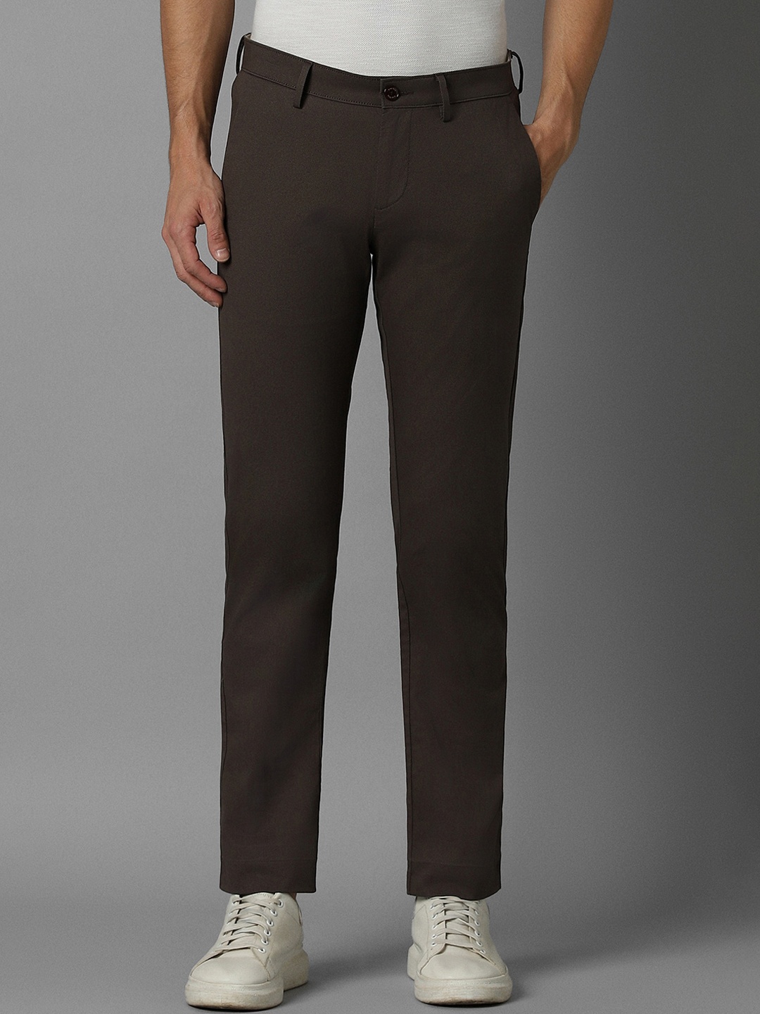 

Allen Solly Men Slim Fit Plain Trousers, Brown