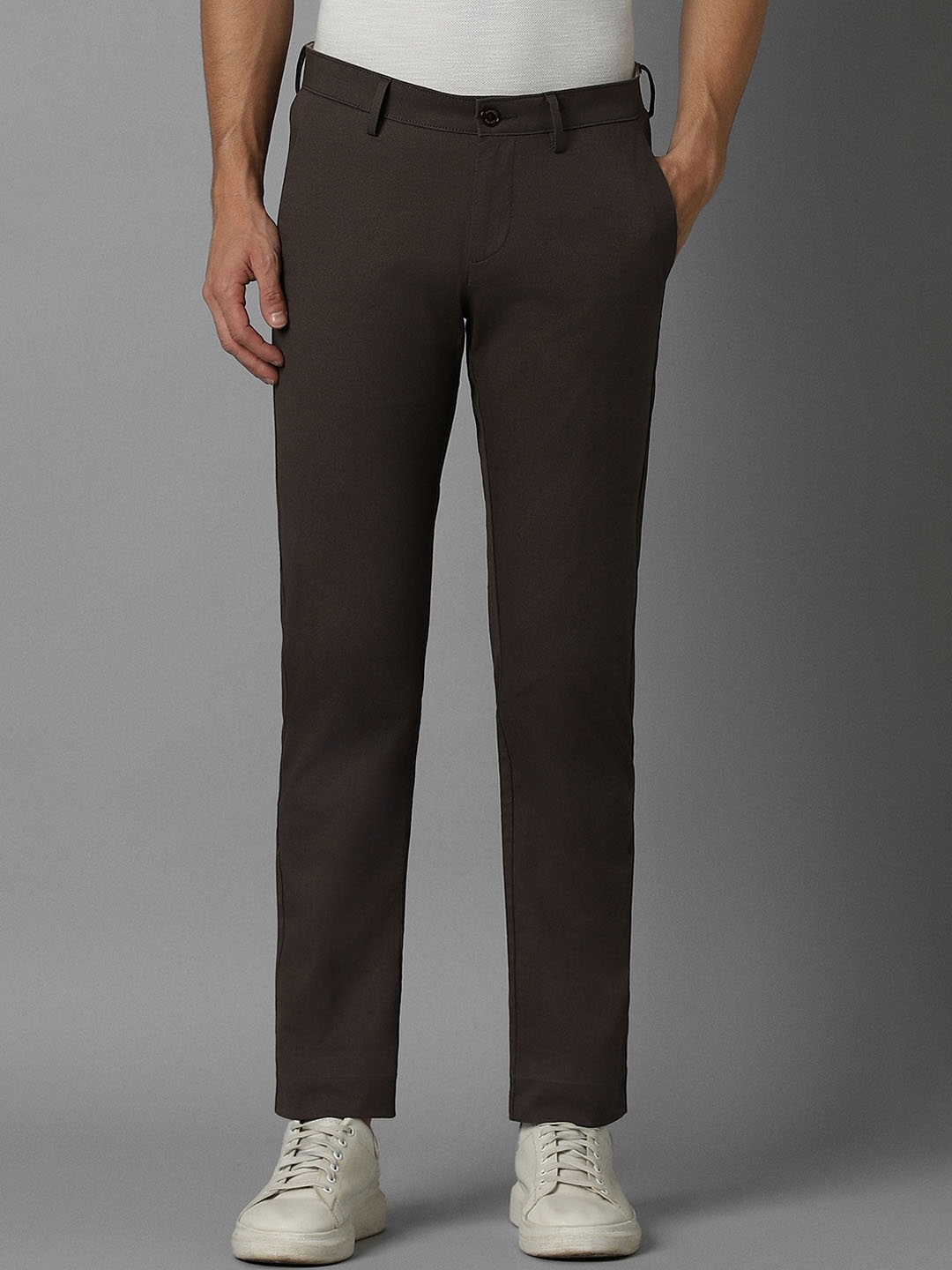 

Allen Solly Men Brown Textured Slim Fit Trousers