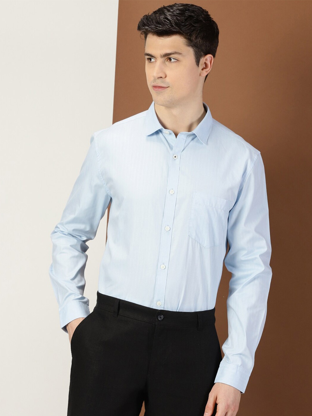 

INVICTUS Original Slim Fit Pure Cotton Formal Shirt, Blue