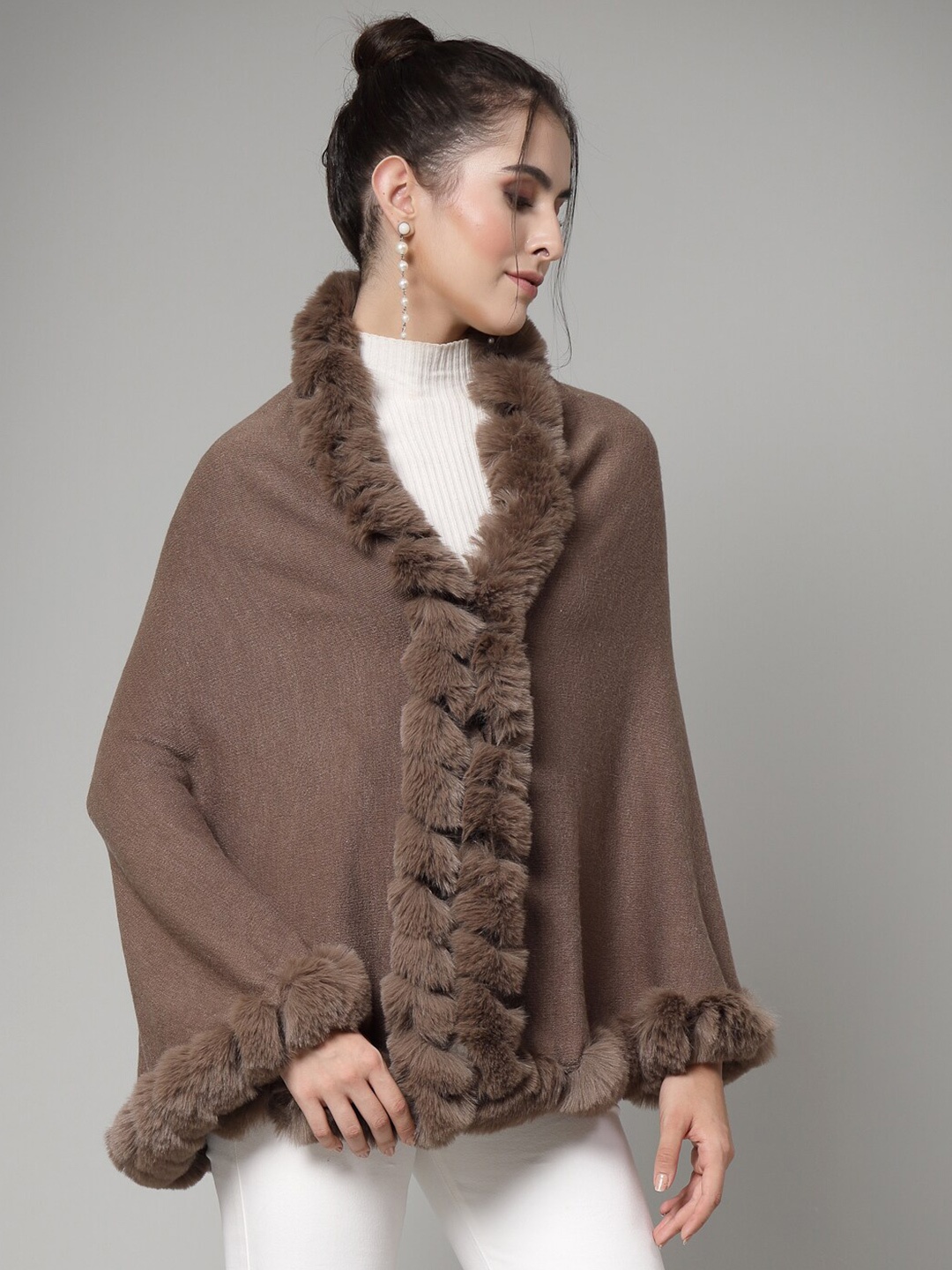 

Mafadeny Open Front Poncho, Brown
