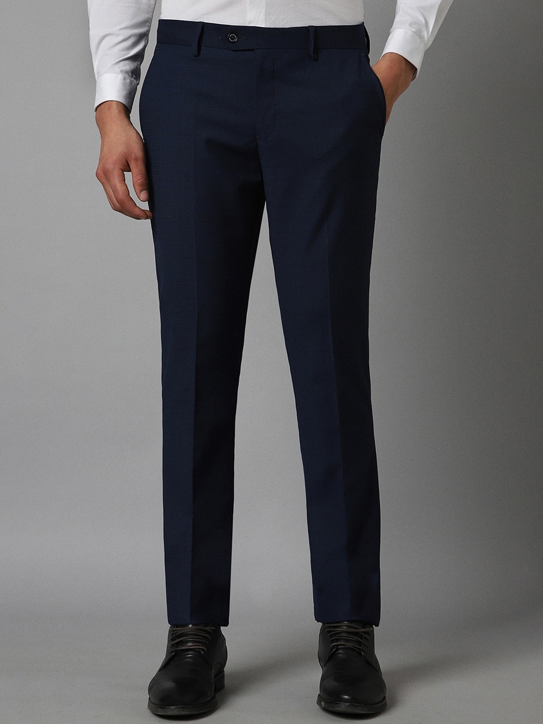 

Louis Philippe Men Mid-Rise Slim Fit Formal Trousers, Navy blue