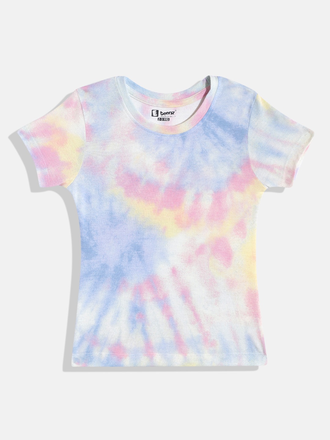 

Eteenz Girls Tie and Dye Printed Premium Cotton T-shirt, Blue