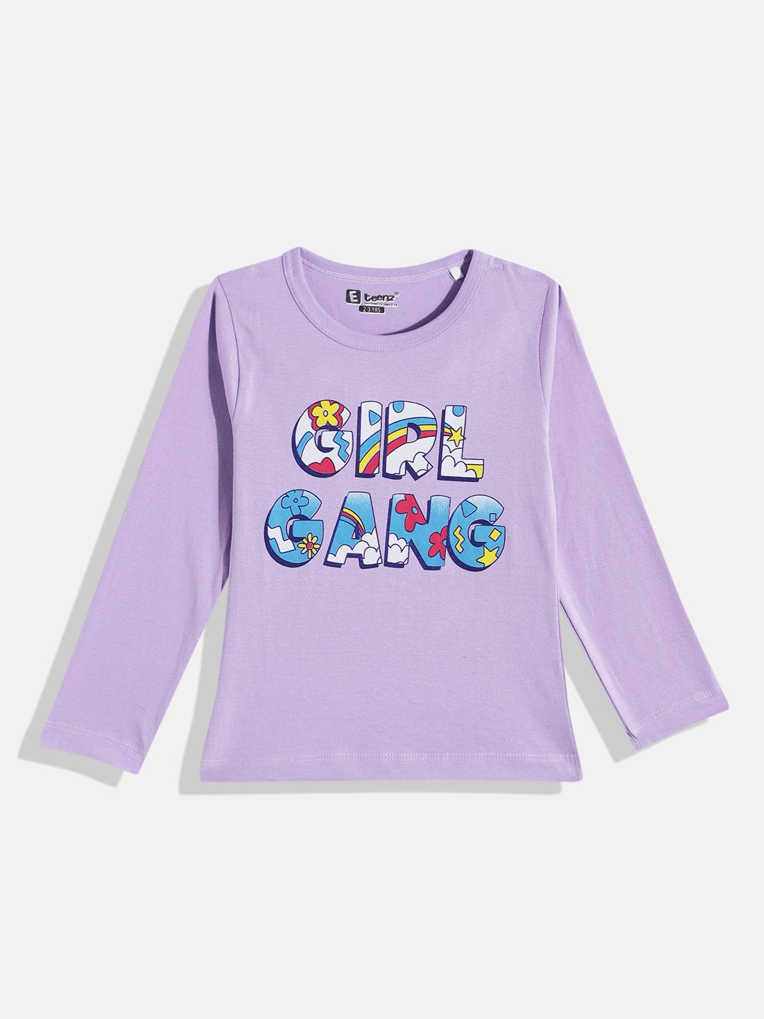 

Eteenz Girls Typography Printed Premium Cotton T-shirt, Lavender