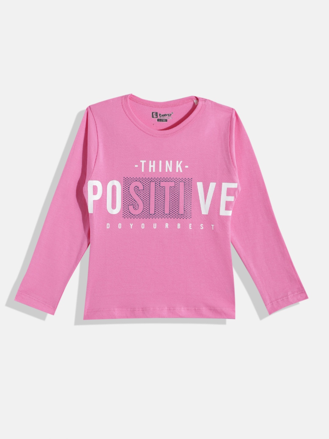 

Eteenz Girls Typography Printed Premium Cotton T-shirt, Pink