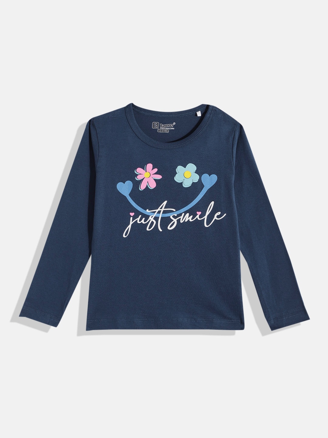 

Eteenz Girls Typography & Conversational Printed Premium Cotton T-shirt, Navy blue