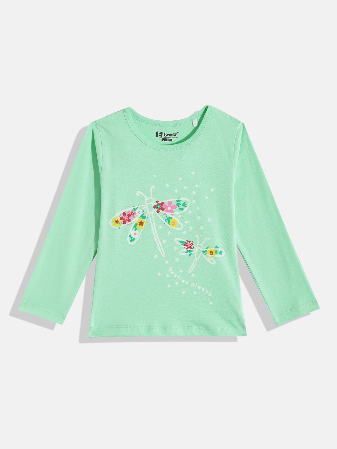 

Eteenz Girls Graphic Printed Pure Cotton T-shirt, Green