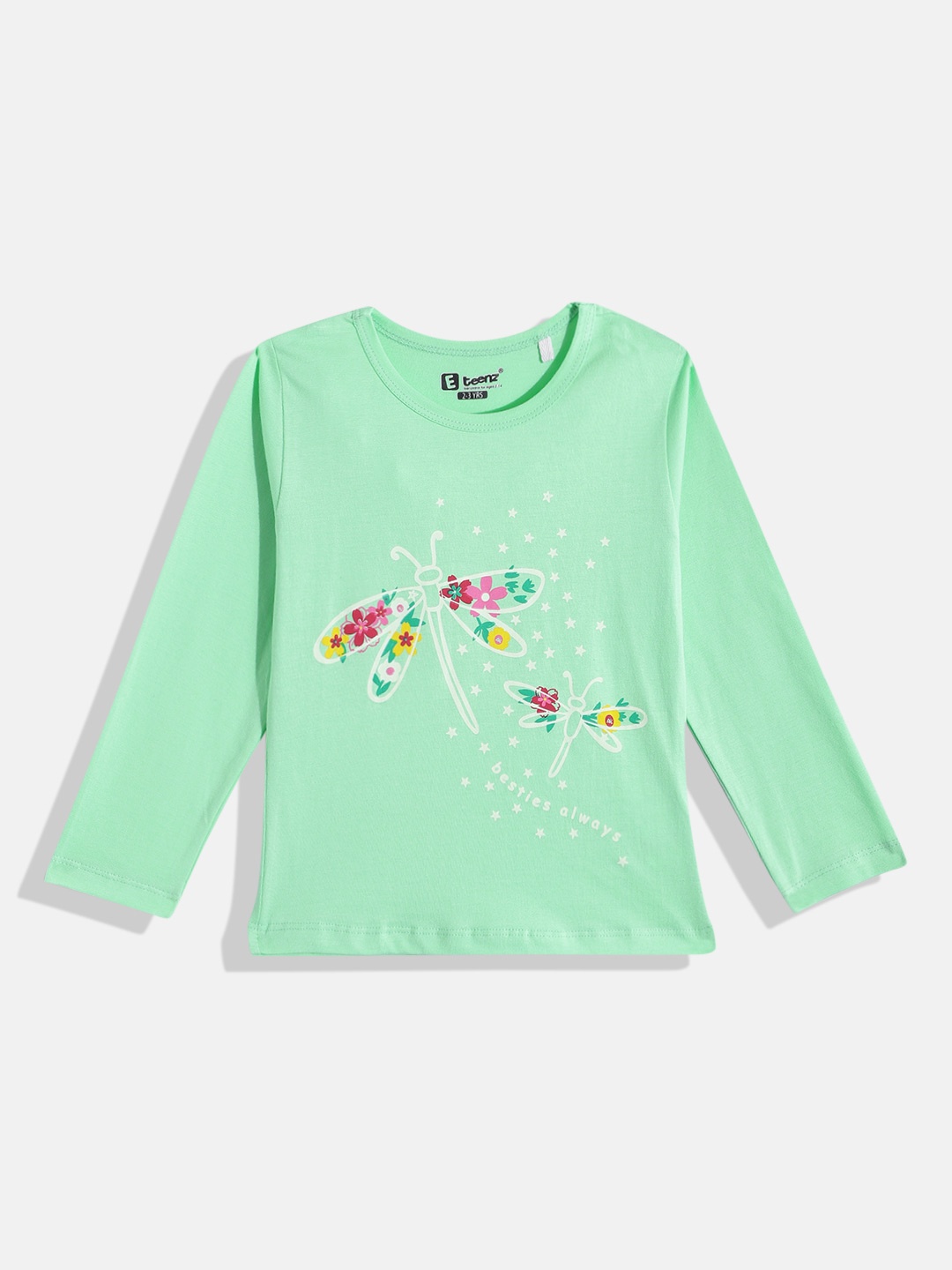 

Eteenz Girls Graphic Printed Pure Cotton T-shirt, Green