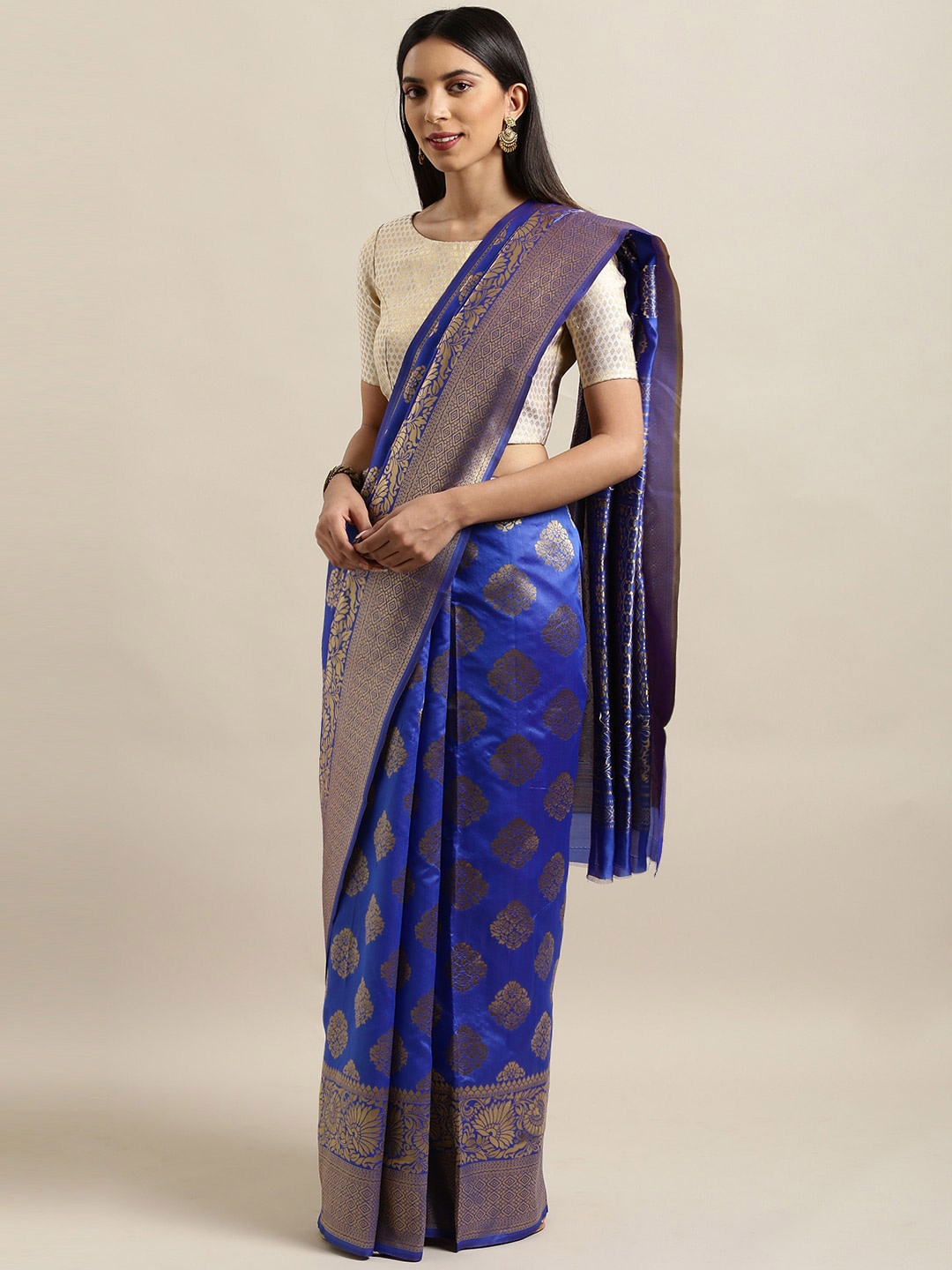 

Sangria Blue Woven Design Zari Banarasi Saree