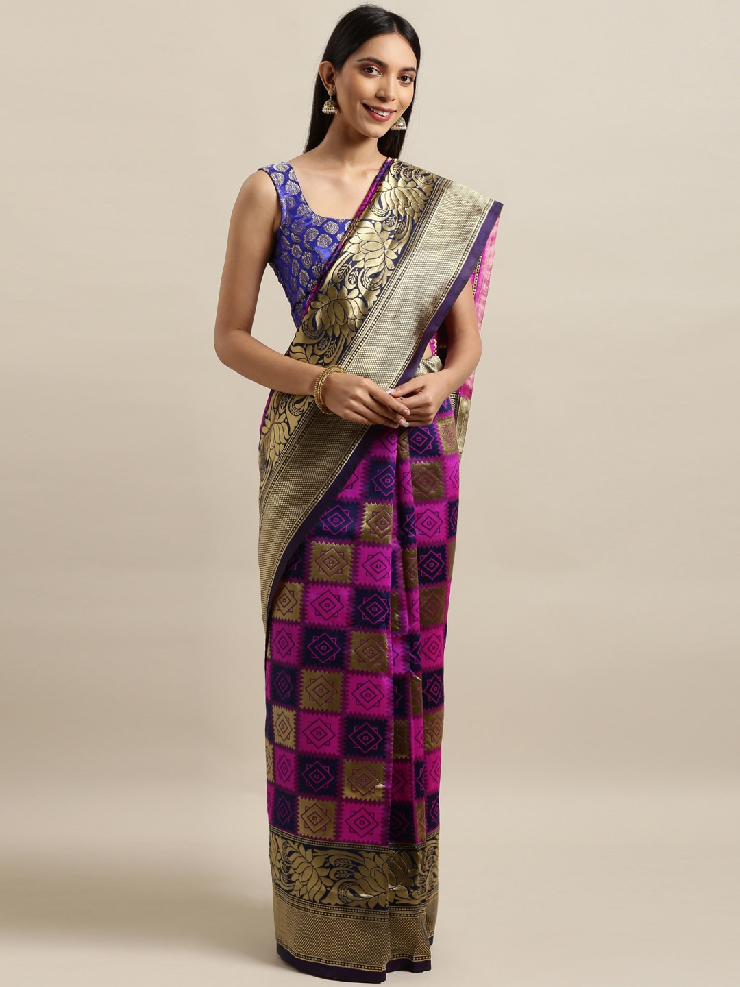 

Sangria Woven Design Banarasi Sarees, Purple