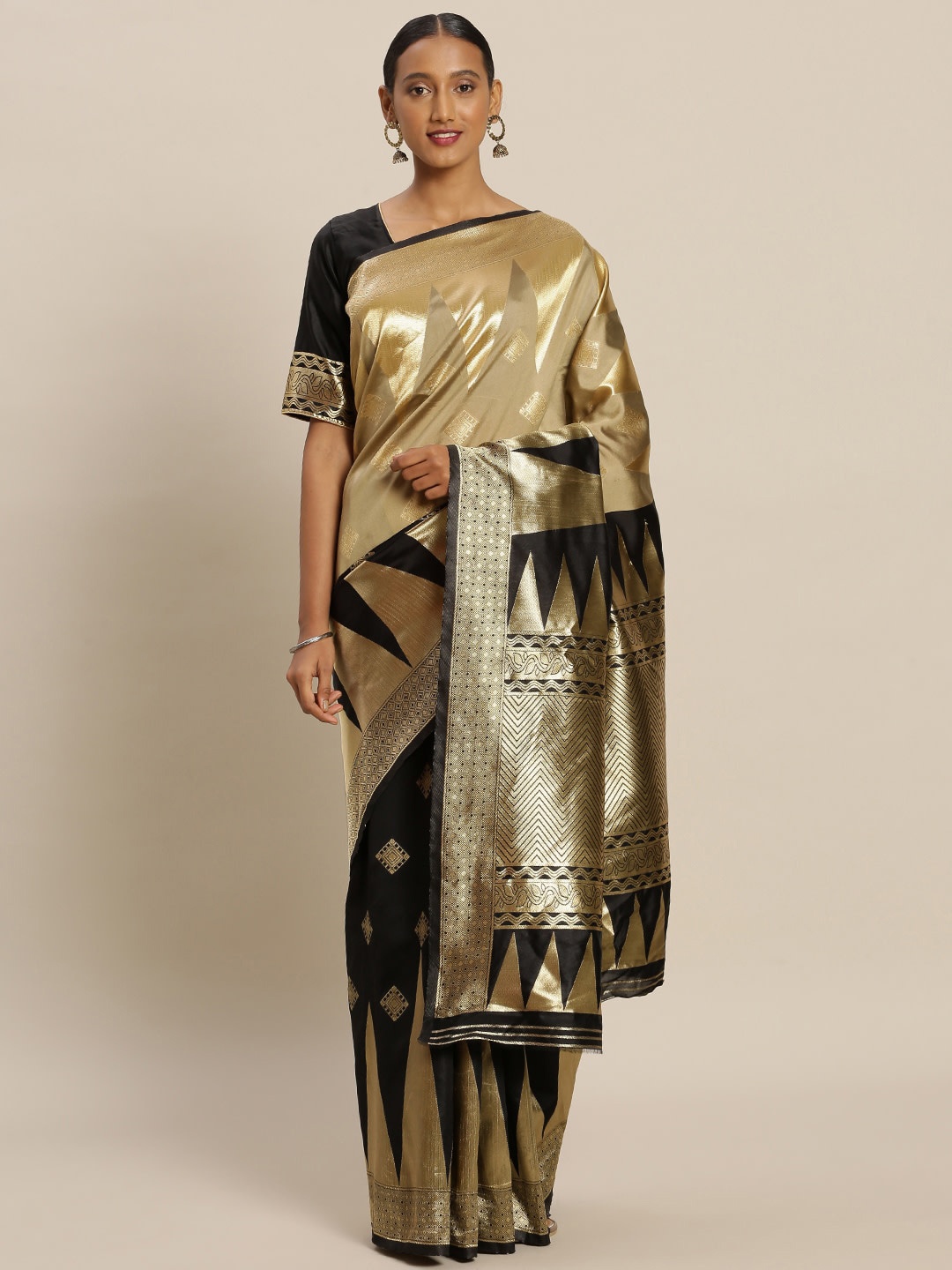 

Sangria Ethnic Motifs Woven Design Zari Sarees, Gold