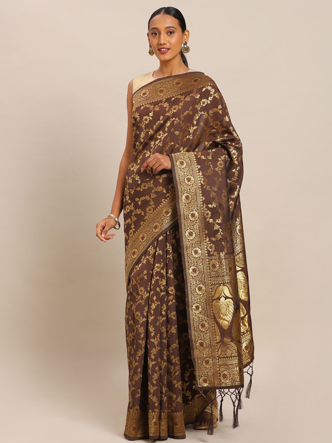 

Sangria Woven Design Zari Saree, Coffee brown