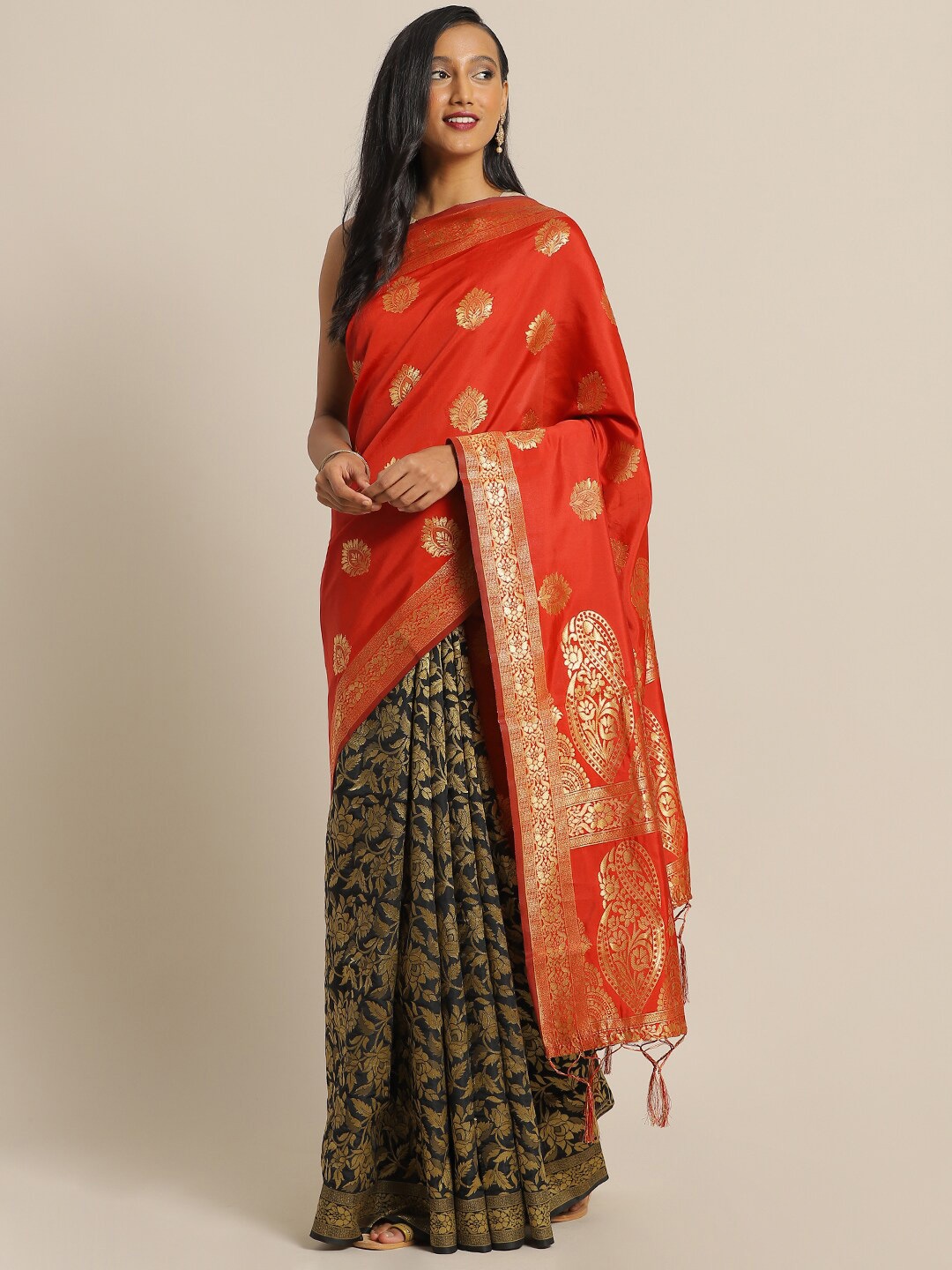 

Sangria Red Woven Design Zari Banarasi Saree