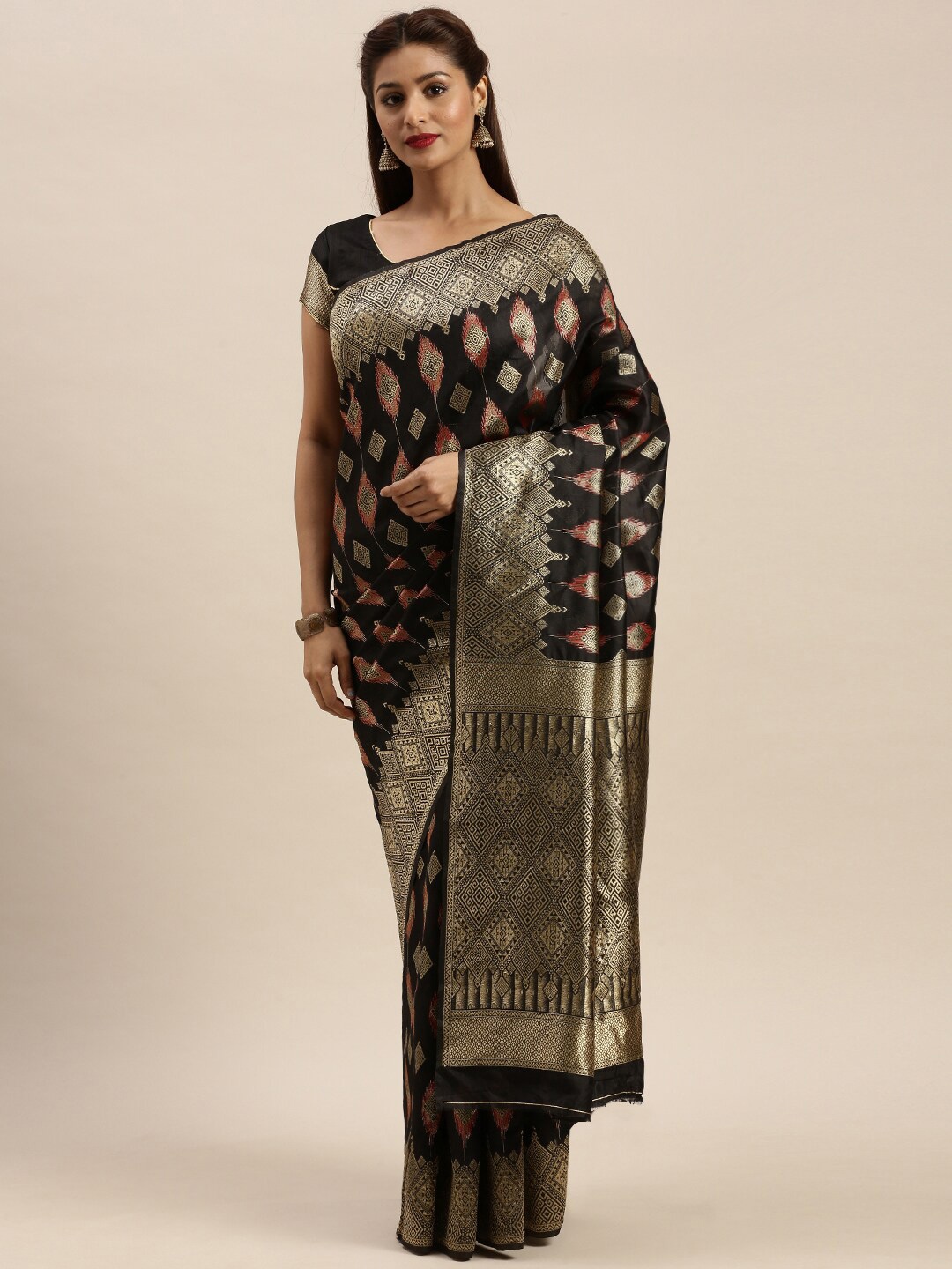 

Sangria Black Ethnic Motifs Woven Design Sarees