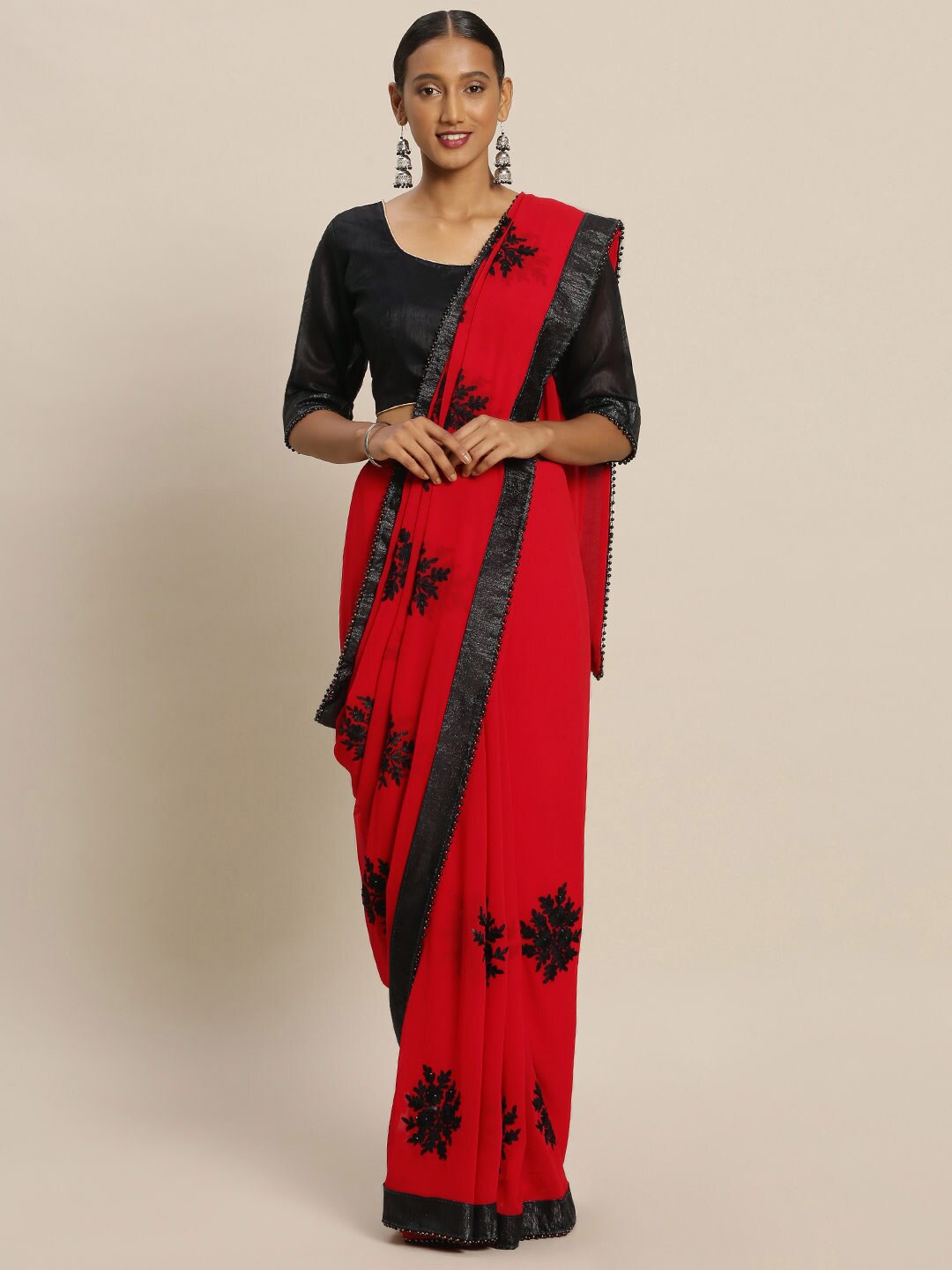

Sangria Woven Design Zari Designer Sarees, Red