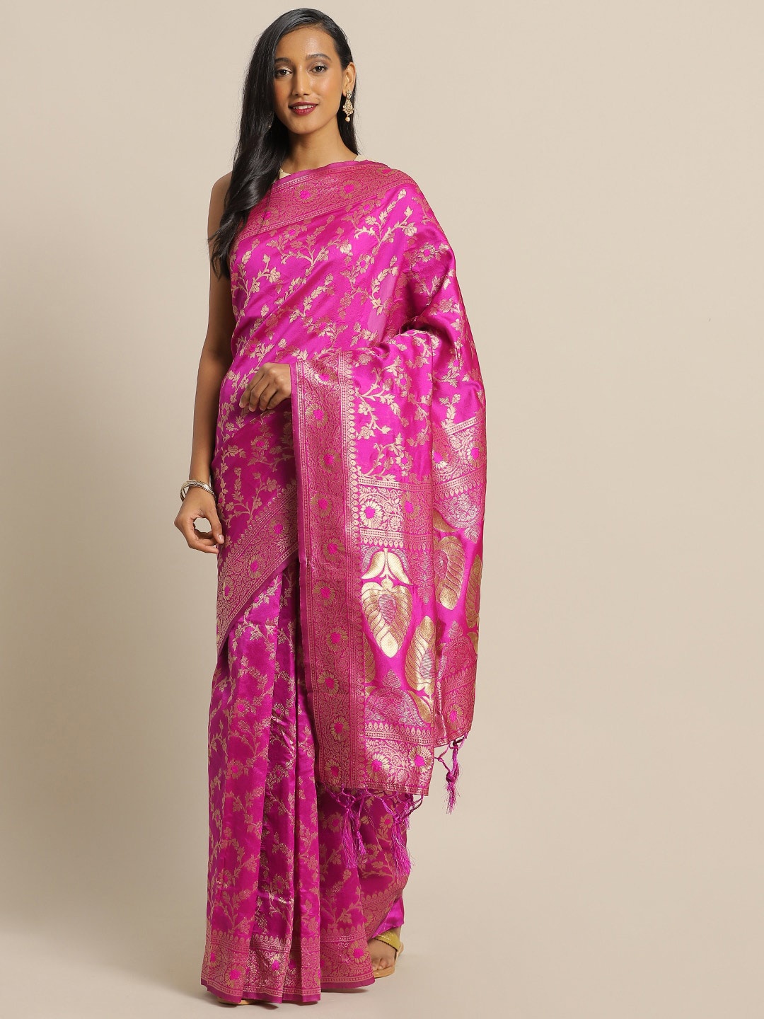 

Sangria Woven Design Zari Sarees, Pink