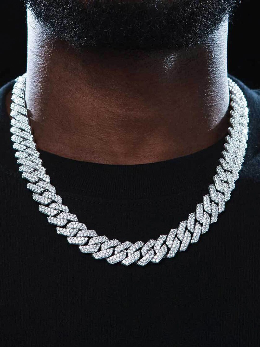 

Designs & You Stainless Steel Silver Plated American Diamond Studded Necklace