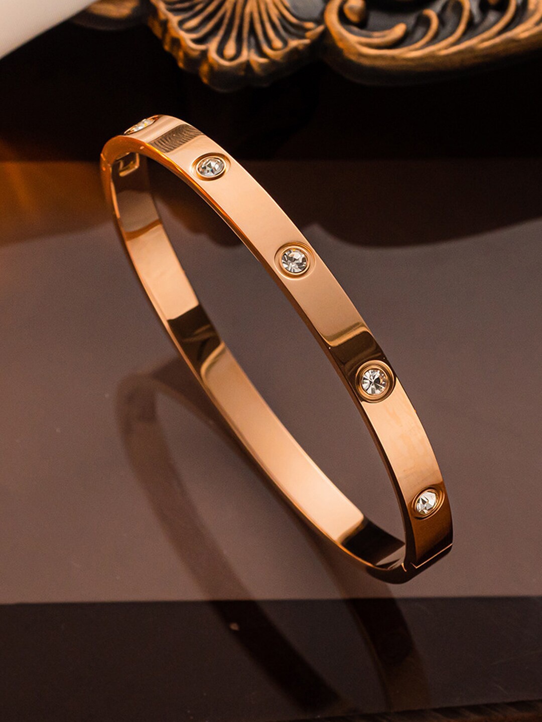 

Designs & You Rose Gold Plated Stainless Steel Bangle Style Bracelet