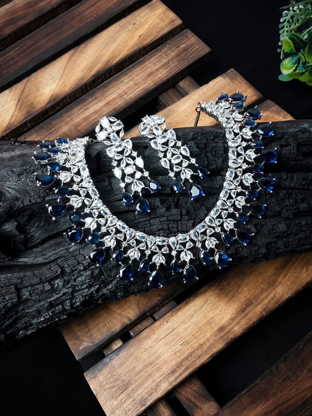 

StileAdda Silver-Plated CZ-Studded Jewellery Set