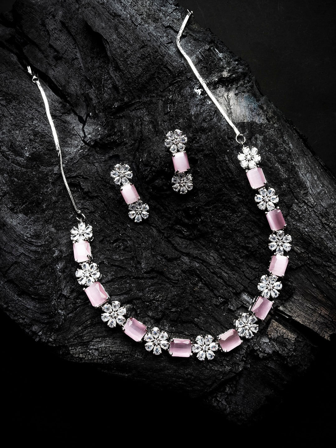 

StileAdda Silver-Plated CZ-Studded Jewellery Set