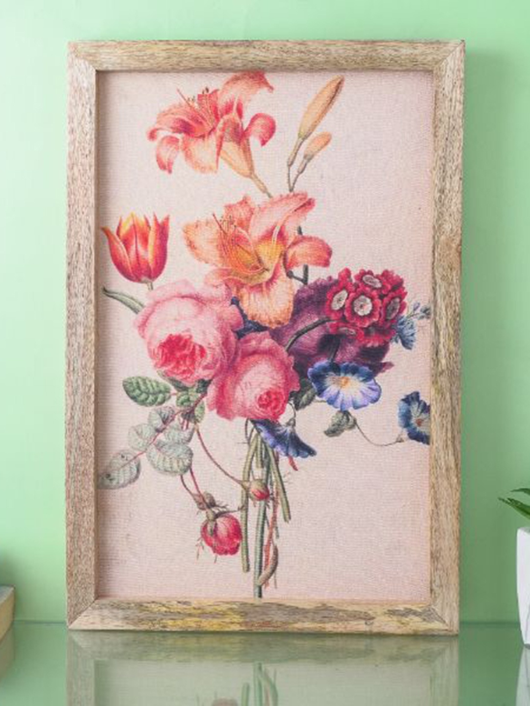 

The Decor Mart Peach & Red Botanical Flowers Painting Wall Art